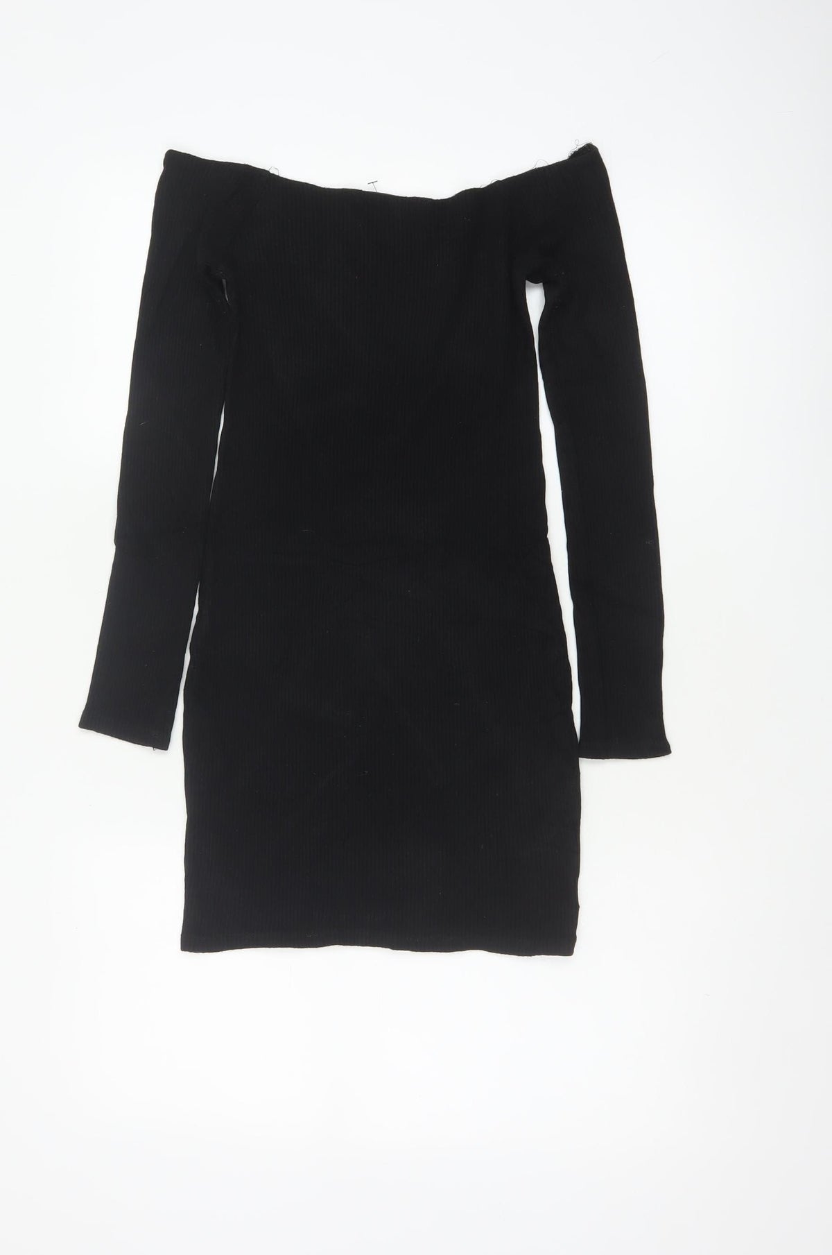 Brand and care label for Pull&Bear Women Black M Off Shoulder Rib Knit Slim Jumper Dress