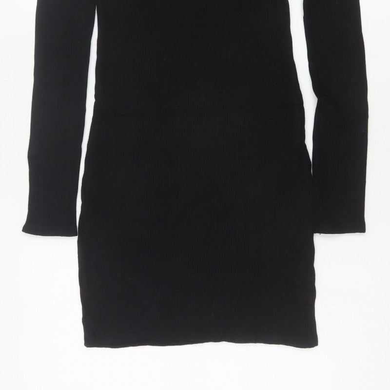 Additional view of Pull&Bear Women Black M Off Shoulder Rib Knit Slim Jumper Dress