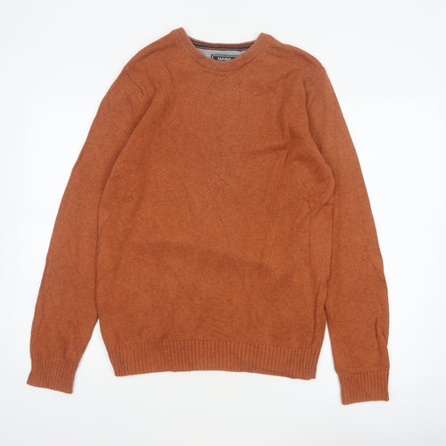 Maine Men’s Brown Cotton Crew Neck Pullover Jumper Size S