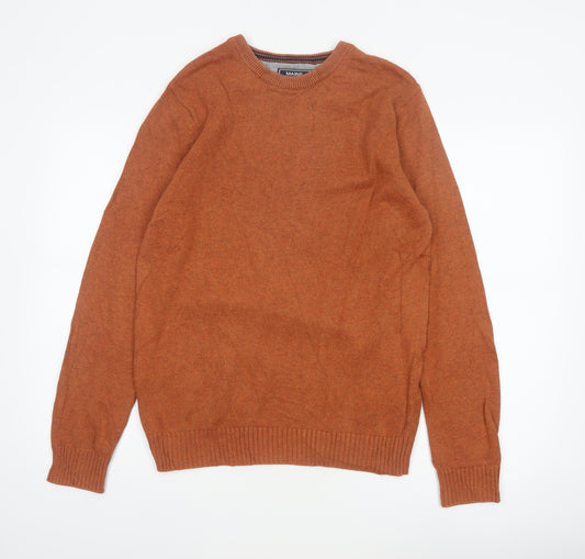 Maine Men’s Brown Cotton Crew Neck Pullover Jumper Size S