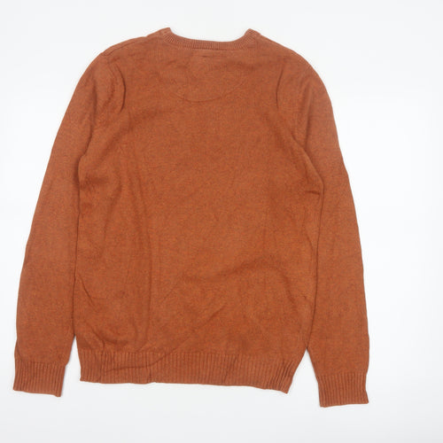 Maine Men’s Brown Cotton Crew Neck Pullover Jumper Size S