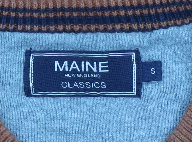 Maine Men’s Brown Cotton Crew Neck Pullover Jumper Size S