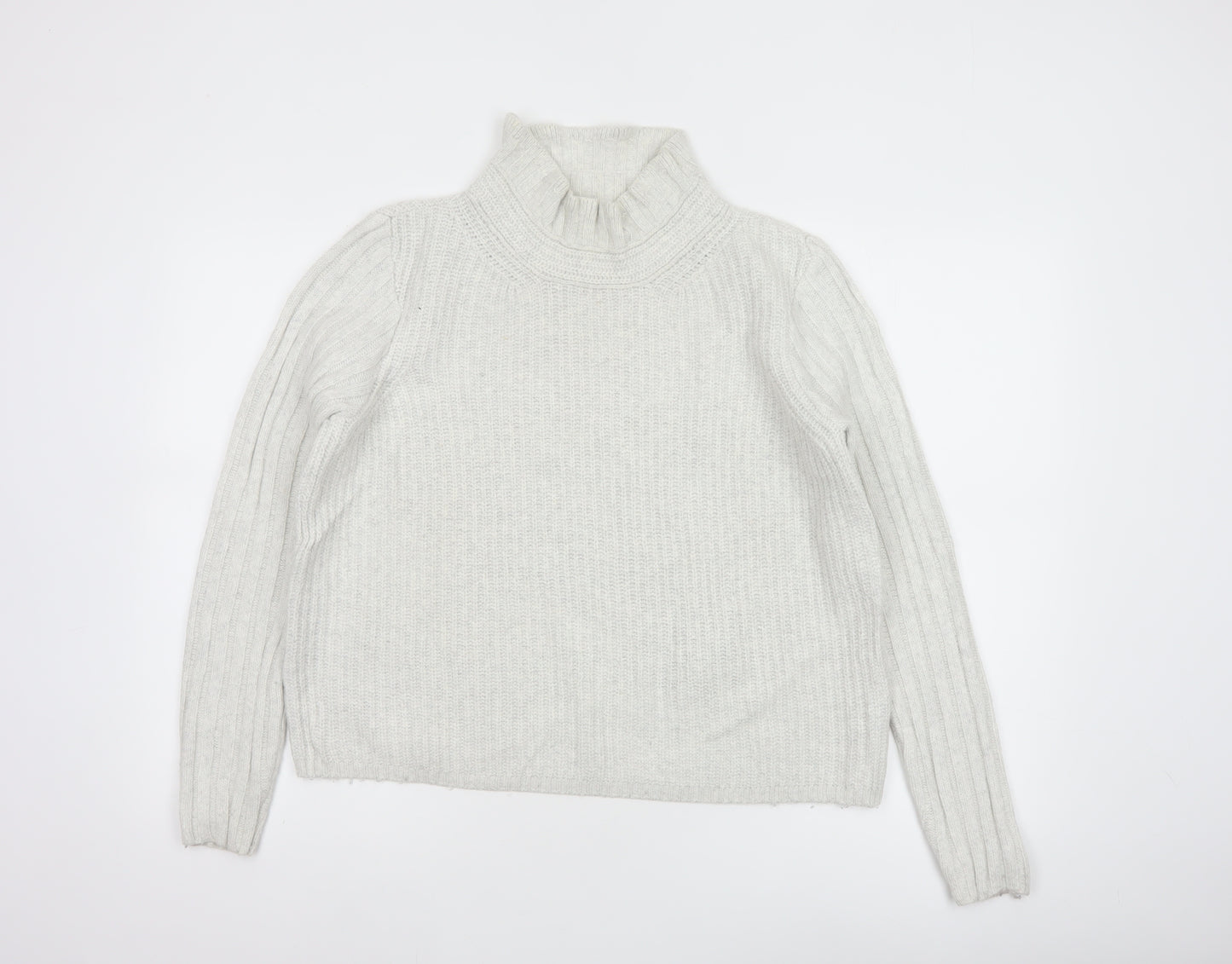 Hush Women’s Ivory S Wool Blend Roll Neck Cable Knit Jumper