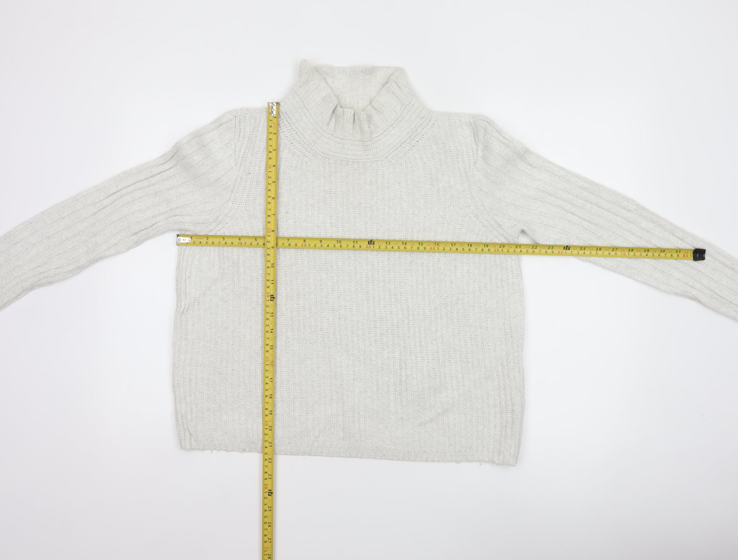 Hush Women’s Ivory S Wool Blend Roll Neck Cable Knit Jumper