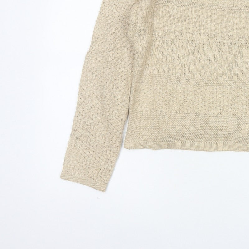 Jasper Conran Women’s Beige Size 12 Knit Pullover Jumper Zip Detail