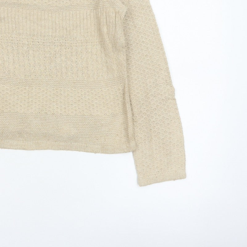 Jasper Conran Women’s Beige Size 12 Knit Pullover Jumper Zip Detail