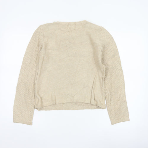 Jasper Conran Women’s Beige Size 12 Knit Pullover Jumper Zip Detail