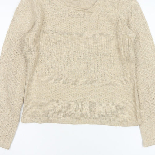 Jasper Conran Women’s Beige Size 12 Knit Pullover Jumper Zip Detail