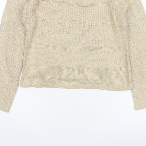 Jasper Conran Women’s Beige Size 12 Knit Pullover Jumper Zip Detail