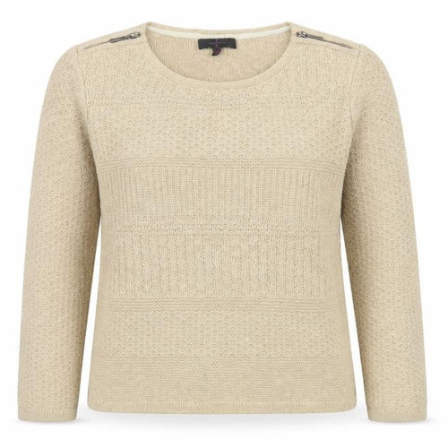 Jasper Conran Women’s Beige Size 12 Knit Pullover Jumper Zip Detail