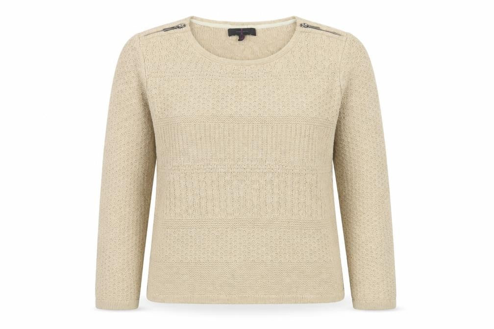 Jasper Conran Women’s Beige Size 12 Knit Pullover Jumper Zip Detail