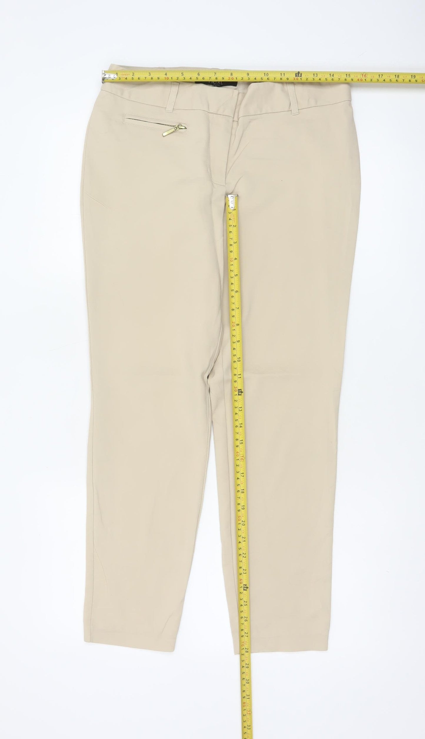 Next Women’s Beige Size 10 Slim Tapered Zip Pocket Trousers