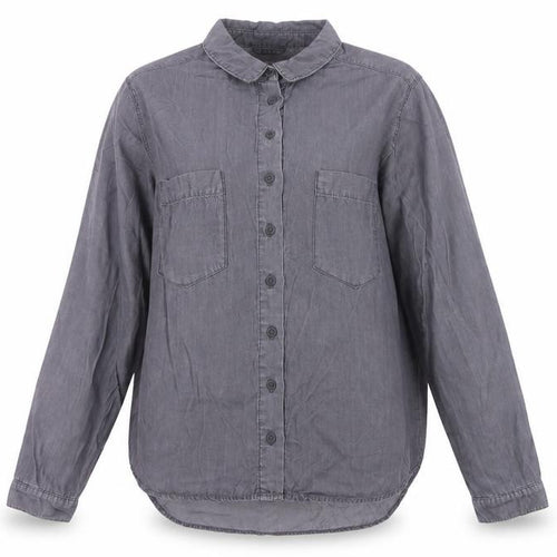 Denim Co. Women’s Grey UK 12 Lyocell Button-Up Long Sleeve Shirt