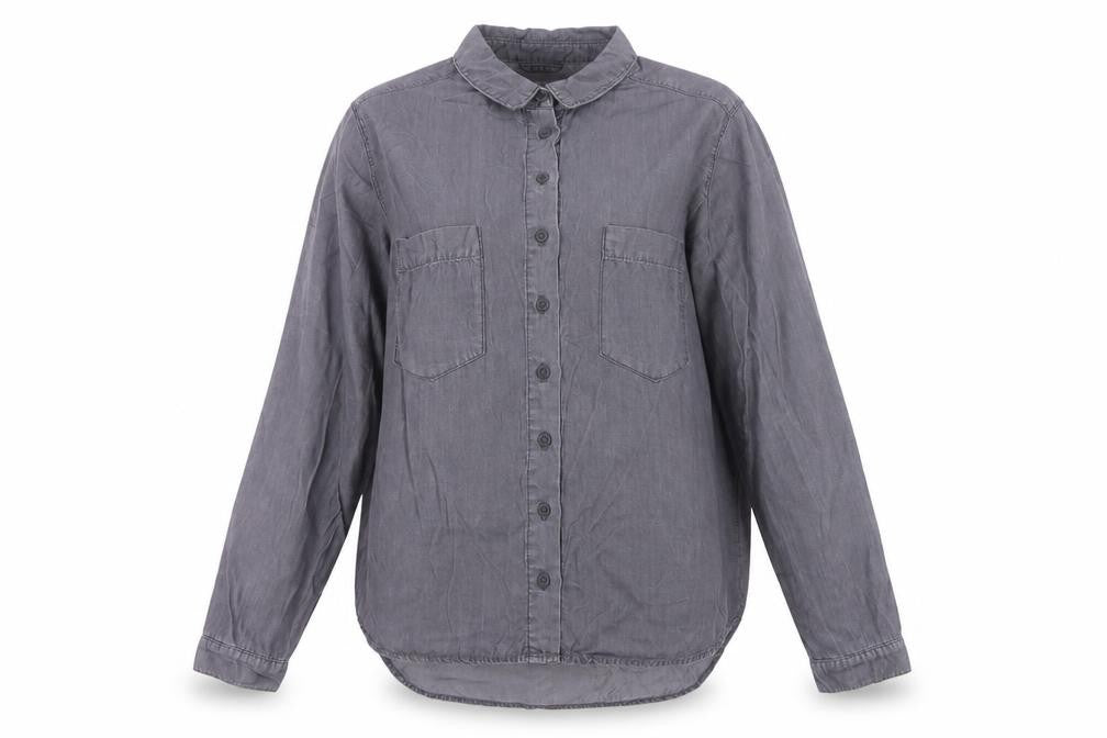 Denim Co. Women’s Grey UK 12 Lyocell Button-Up Long Sleeve Shirt