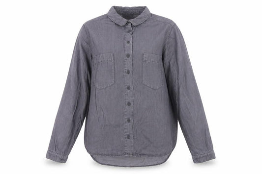 Denim Co. Women’s Grey UK 12 Lyocell Button-Up Long Sleeve Shirt