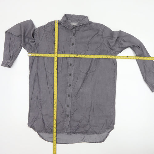 Denim Co. Women’s Grey UK 12 Lyocell Button-Up Long Sleeve Shirt