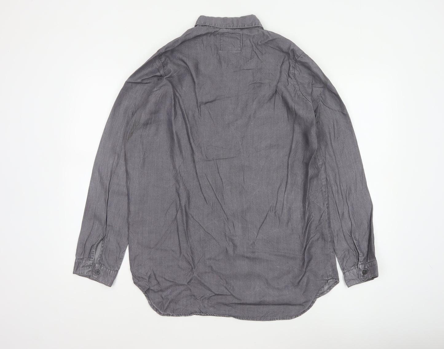 Denim Co. Women’s Grey UK 12 Lyocell Button-Up Long Sleeve Shirt