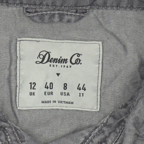 Denim Co. Women’s Grey UK 12 Lyocell Button-Up Long Sleeve Shirt