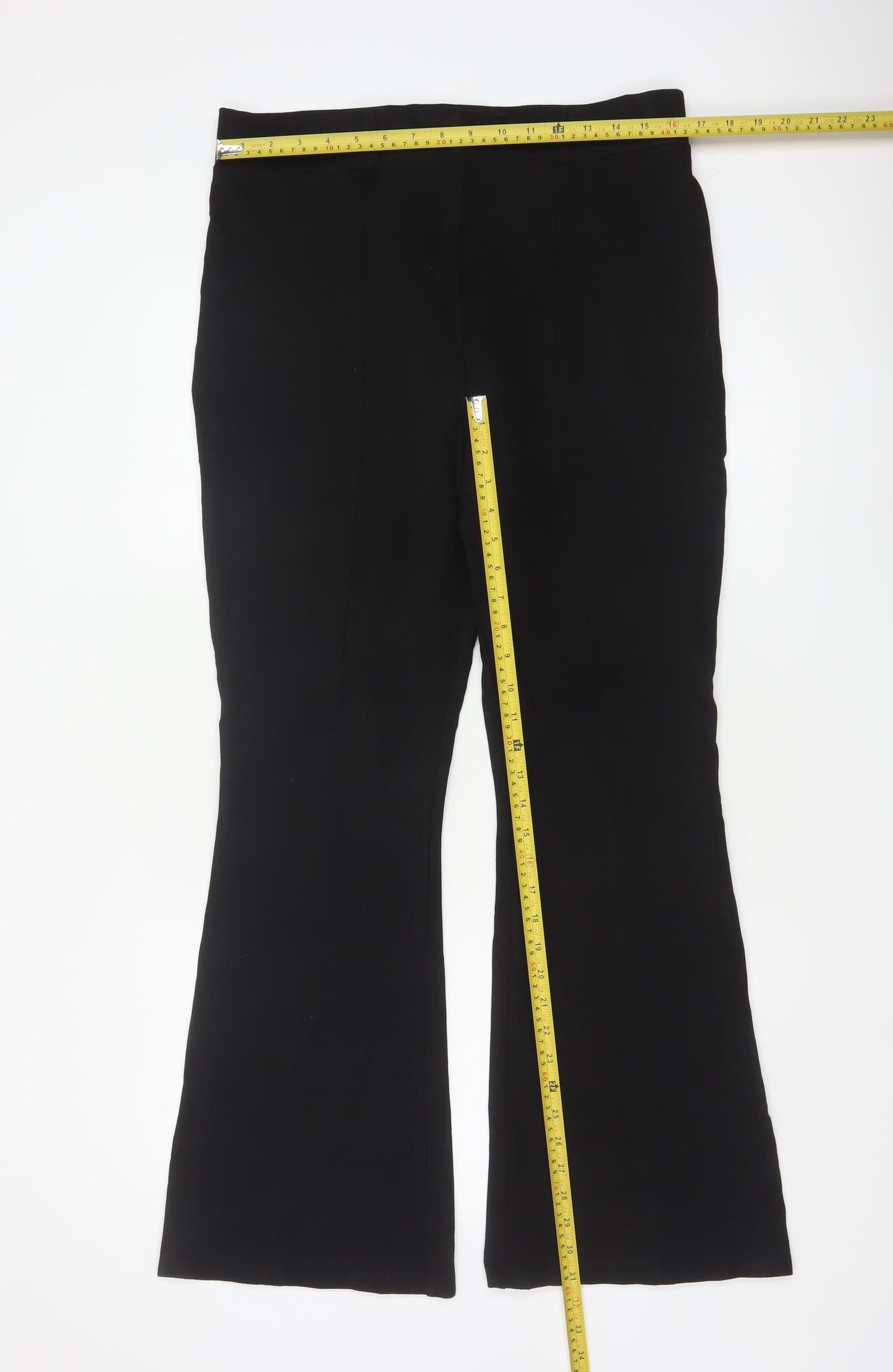 Marks and Spencer Women's Black Size 16 Flared Stretch Trousers