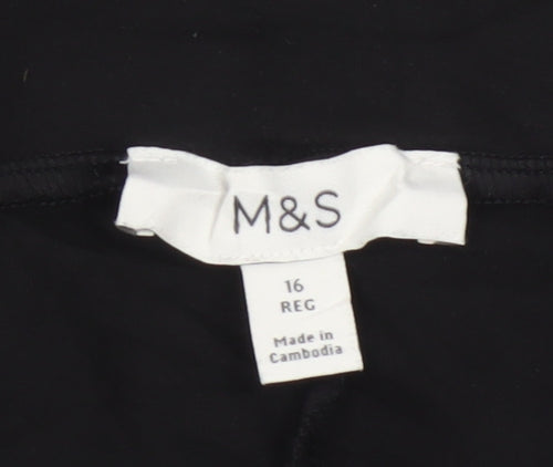 Marks and Spencer Women's Black Size 16 Flared Stretch Trousers