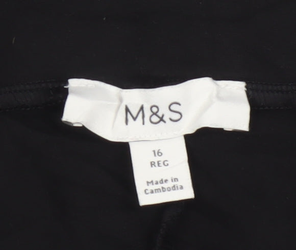 Marks and Spencer Women's Black Size 16 Flared Stretch Trousers