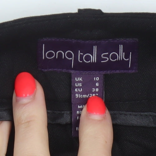 Long Tall Sally Women Black UK 10 Wide-Leg Tailored Trousers 36in