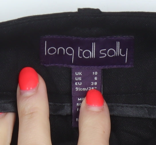 Long Tall Sally Women Black UK 10 Wide-Leg Tailored Trousers 36in