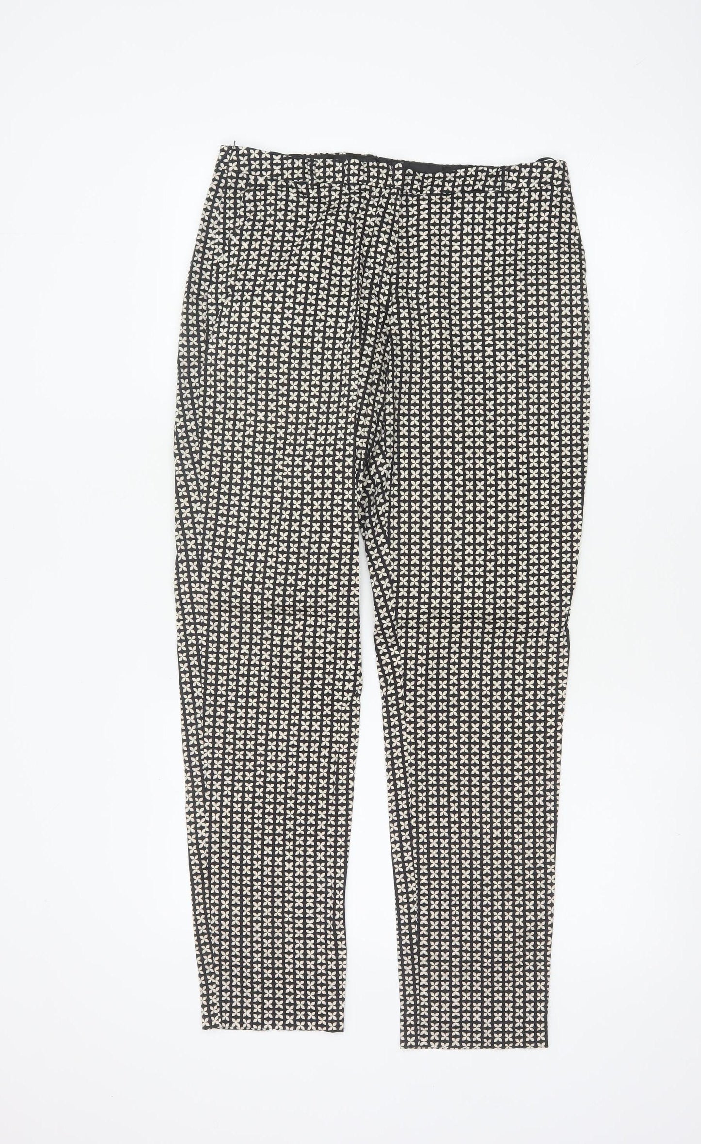 Oasis Women Black Ivory Floral Skinny Stretch Trousers UK 10