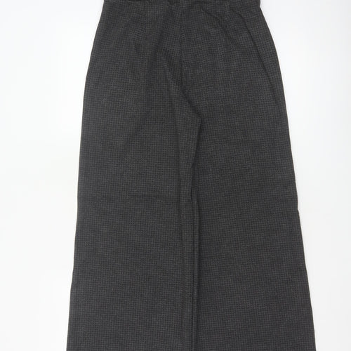 Marks & Spencer Women Grey Check Wide Leg Stretch Trousers UK 10 Regular