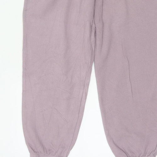 Puma Women Pink Waffle Knit Jogger Trousers Size M Drawstring