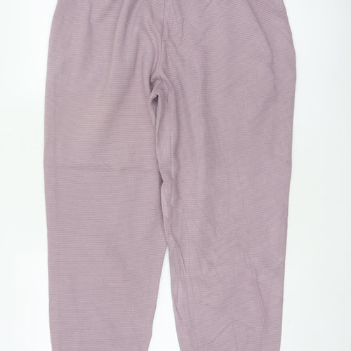 Puma Women Pink Waffle Knit Jogger Trousers Size M Drawstring