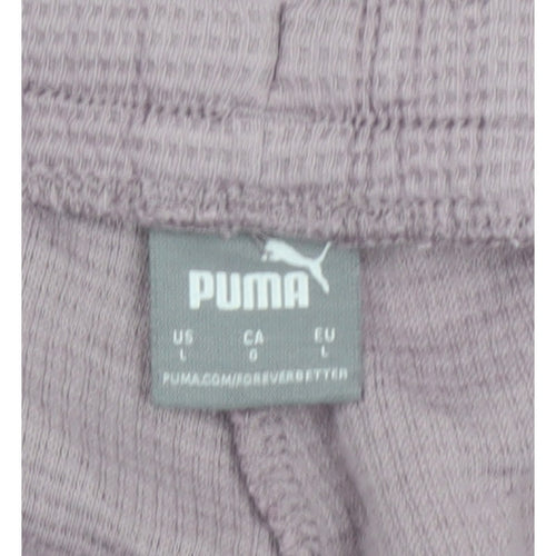 Puma Women Pink Waffle Knit Jogger Trousers Size M Drawstring