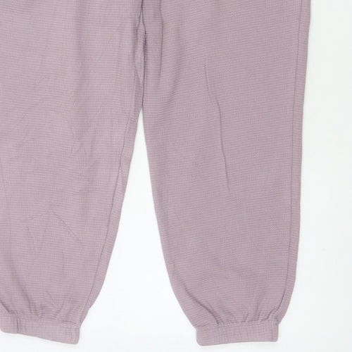 Puma Women Pink Waffle Knit Jogger Trousers Size M Drawstring