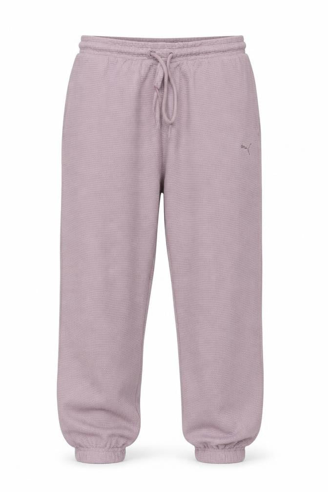 Puma Women Pink Waffle Knit Jogger Trousers Size M Drawstring