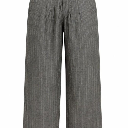 Topshop Women Grey Herringbone Wide Leg Linen Trousers UK 6 Long