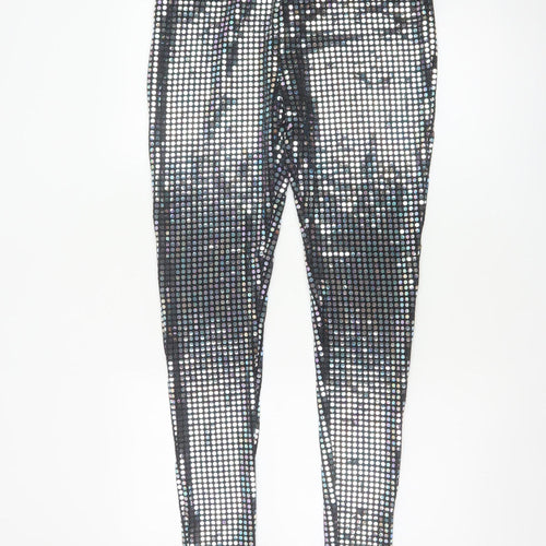 Next Girls Silver Foil Metallic Jeggings 16 Years Party Stretch Trousers
