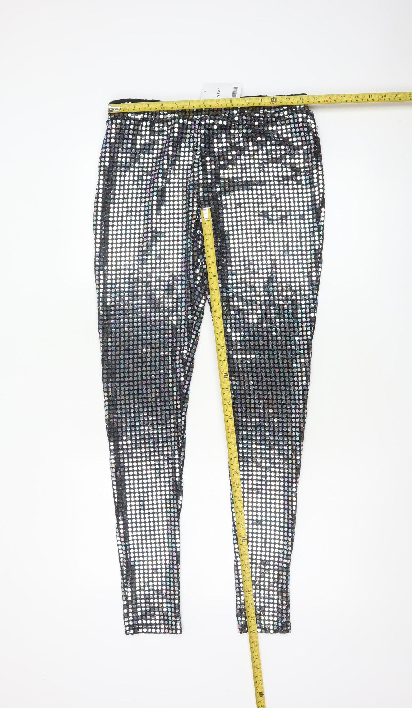 Next Girls Silver Foil Metallic Jeggings 16 Years Party Stretch Trousers