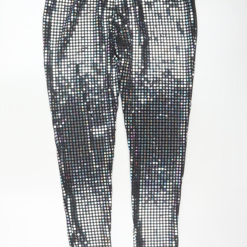 Next Girls Silver Foil Metallic Jeggings 16 Years Party Stretch Trousers