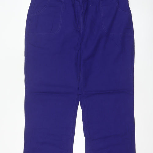 Dash Women’s Blue Linen Cotton Straight Leg Trousers UK 16