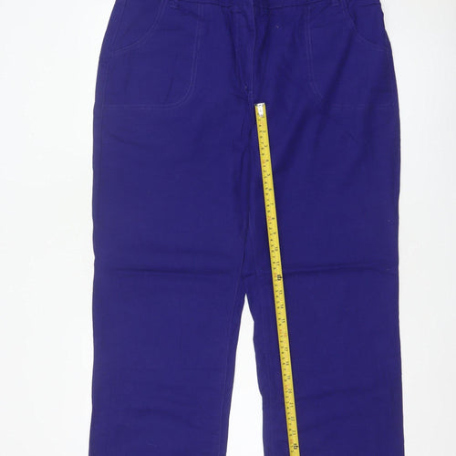 Dash Women’s Blue Linen Cotton Straight Leg Trousers UK 16