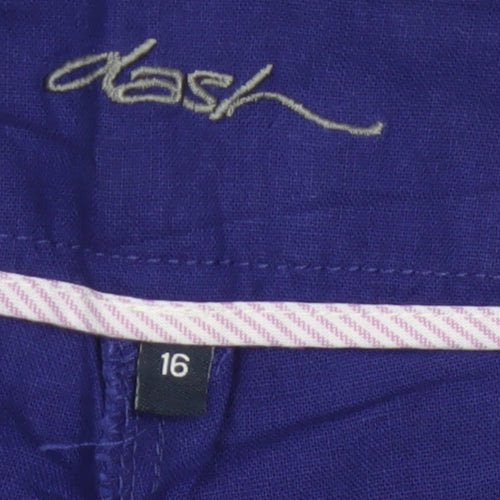 Dash Women’s Blue Linen Cotton Straight Leg Trousers UK 16