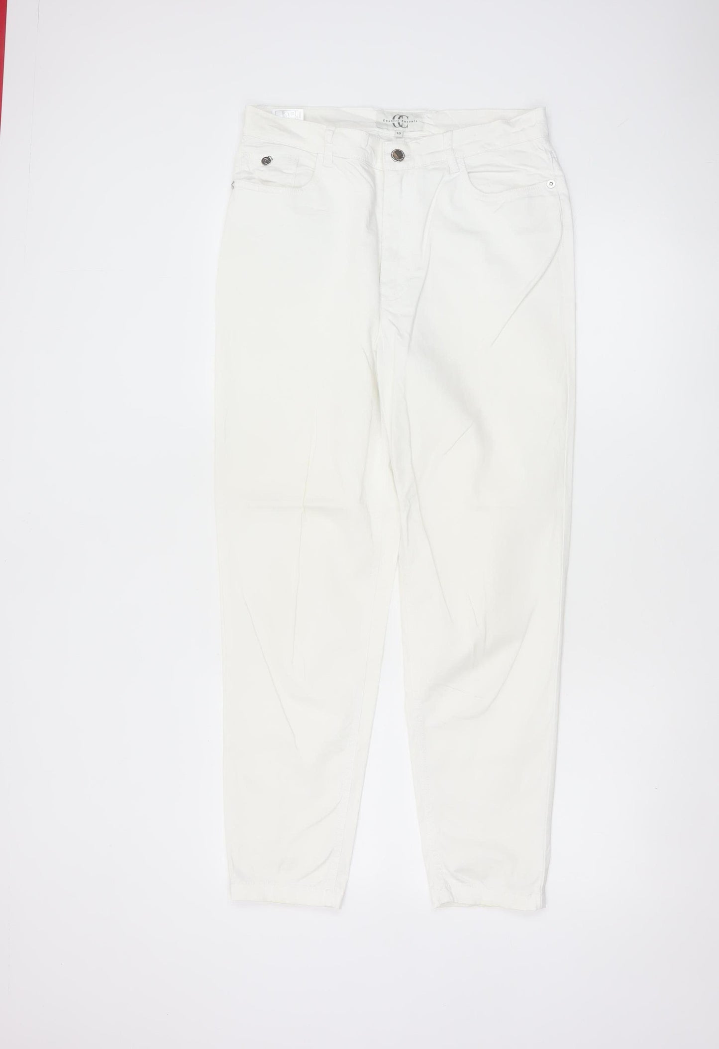 Country Casuals Women Ivory UK 10 Tapered Stretch Trousers
