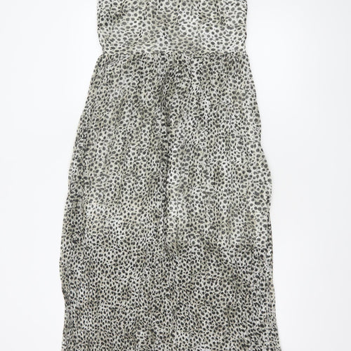 Marks and Spencer Women Grey Animal Print Pleated Maxi Dress UK 10