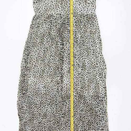 Marks and Spencer Women Grey Animal Print Pleated Maxi Dress UK 10