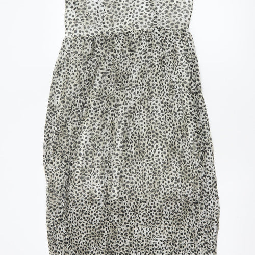 Marks and Spencer Women Grey Animal Print Pleated Maxi Dress UK 10