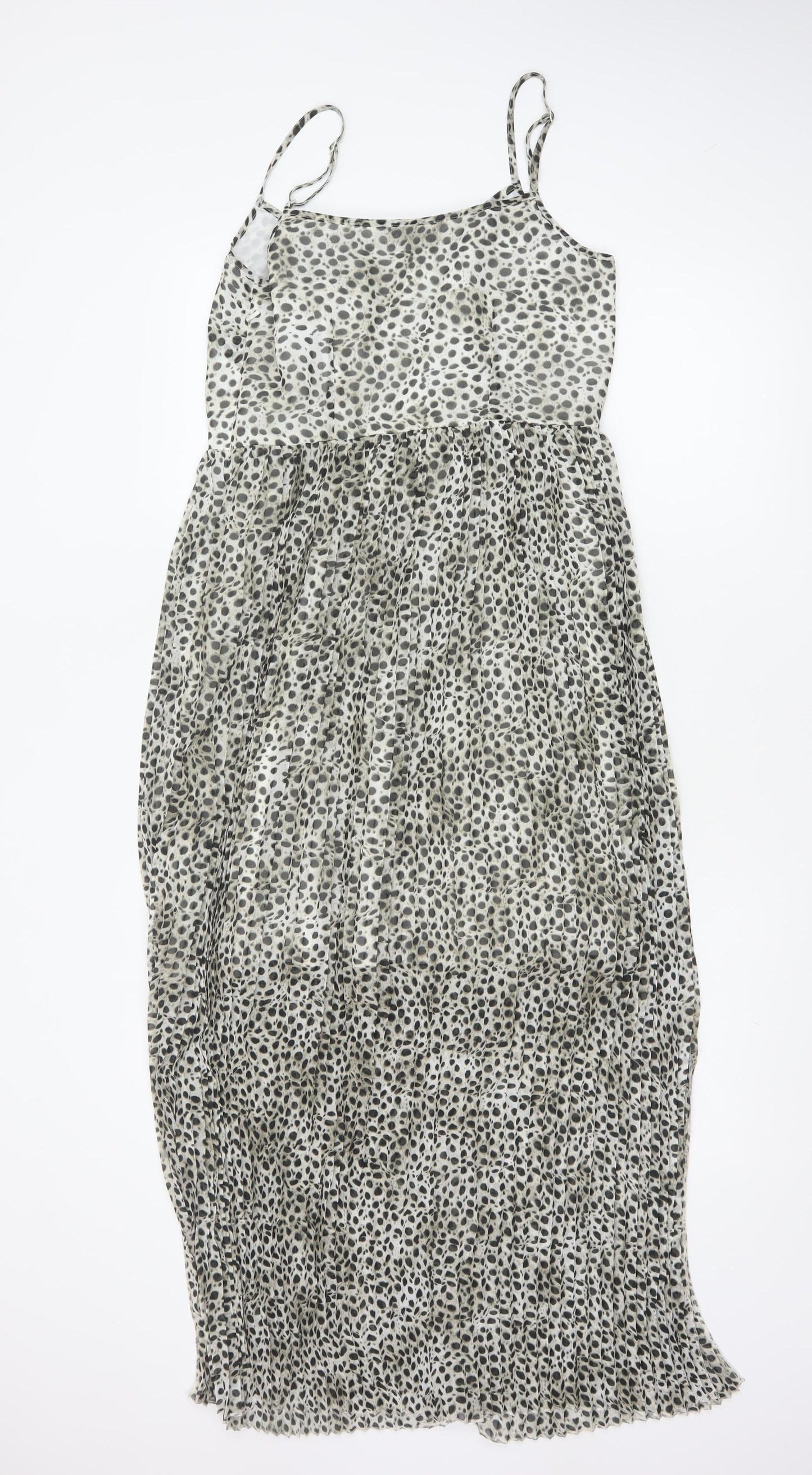 Marks and Spencer Women Grey Animal Print Pleated Maxi Dress UK 10