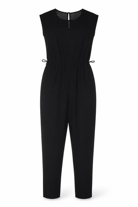 Paraphrase Women Black UK 10 Sleeveless Chiffon Tapered Jumpsuit