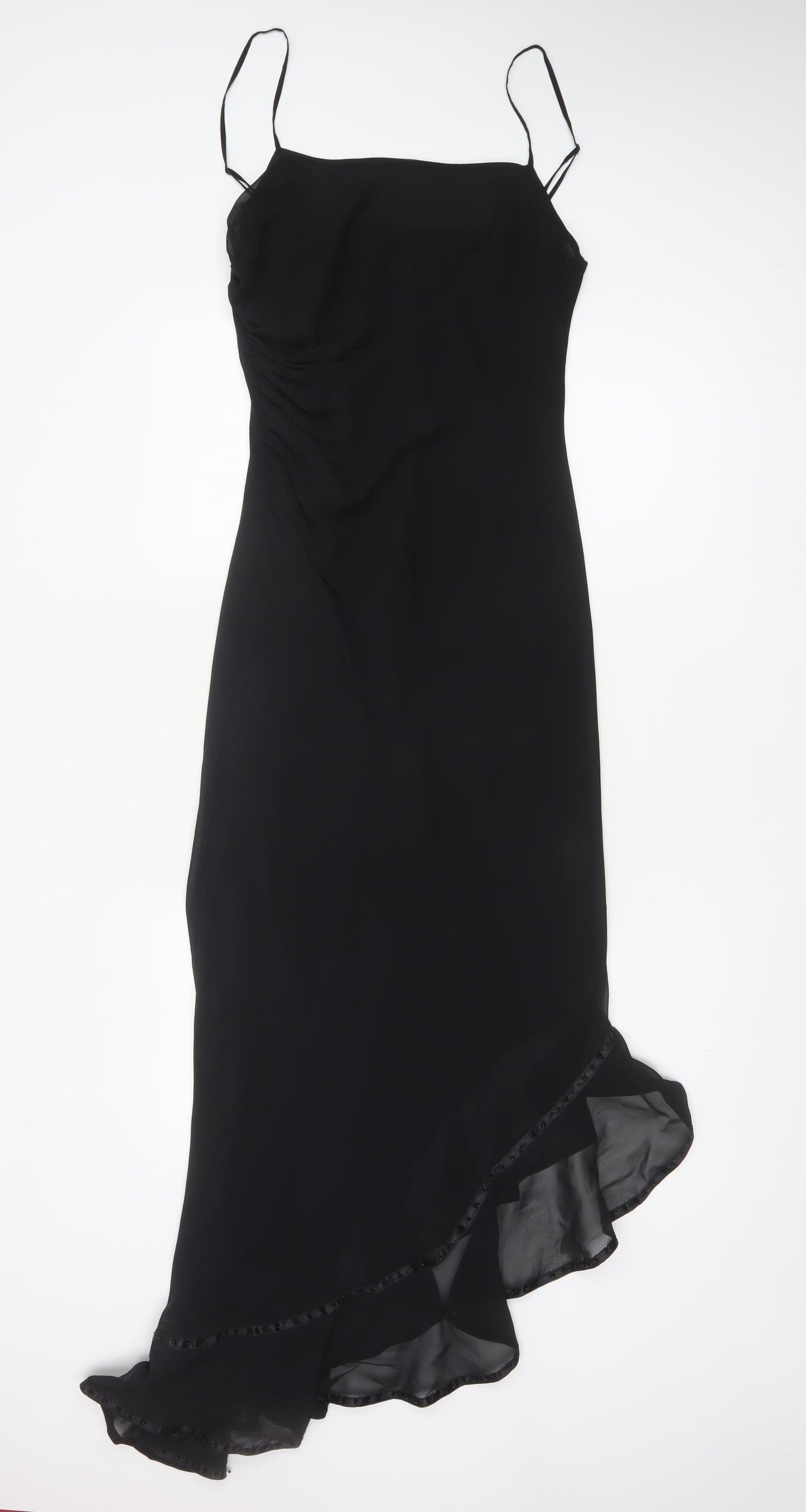 After Six Women’s Black UK 12 Asymmetric Chiffon Slip Dress