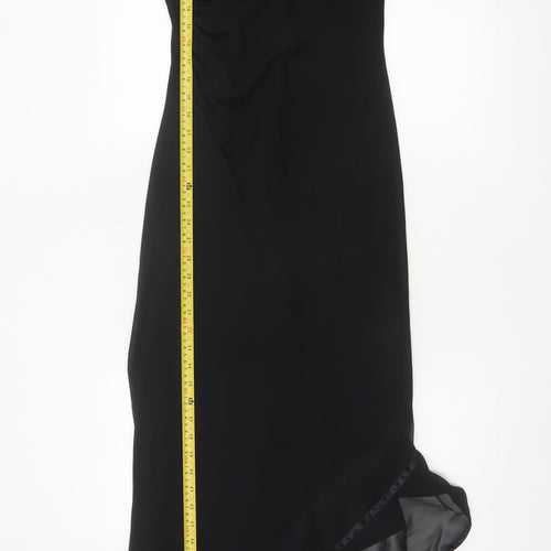 After Six Women’s Black UK 12 Asymmetric Chiffon Slip Dress