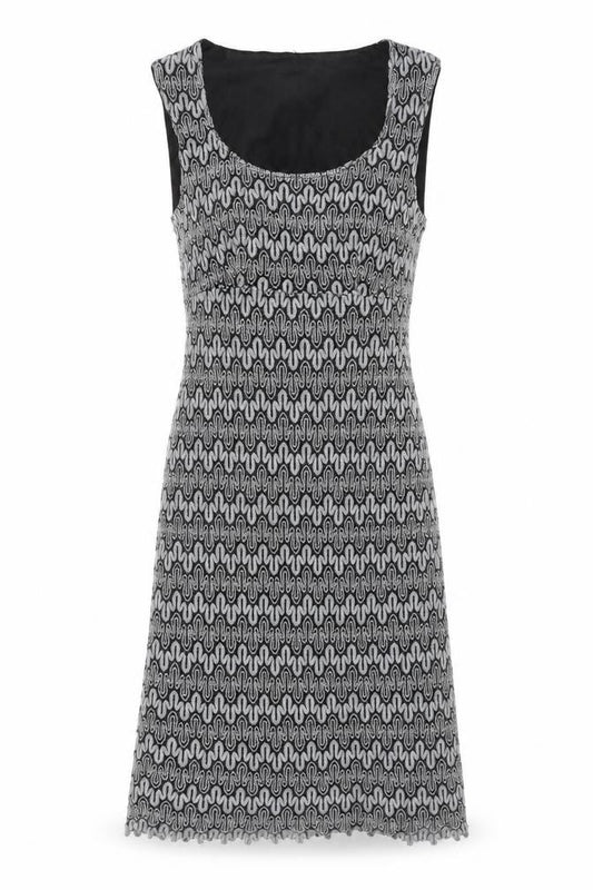 Front view of Planet Women Black Silver UK 10 Long Fit & Flare Metallic Knit Dress
